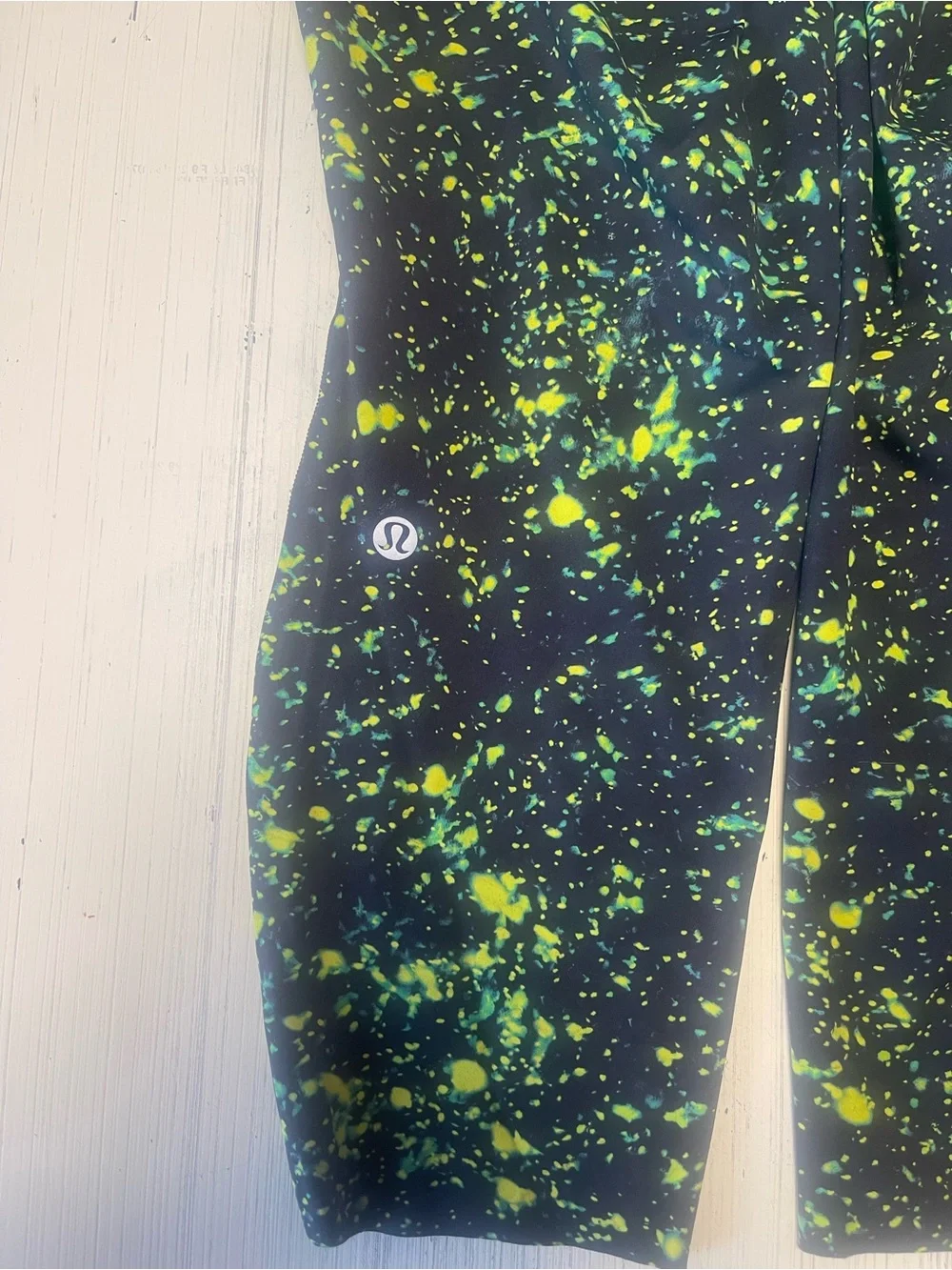lululemon athletica Black Leggings with Neon Yellow-Green Splatter